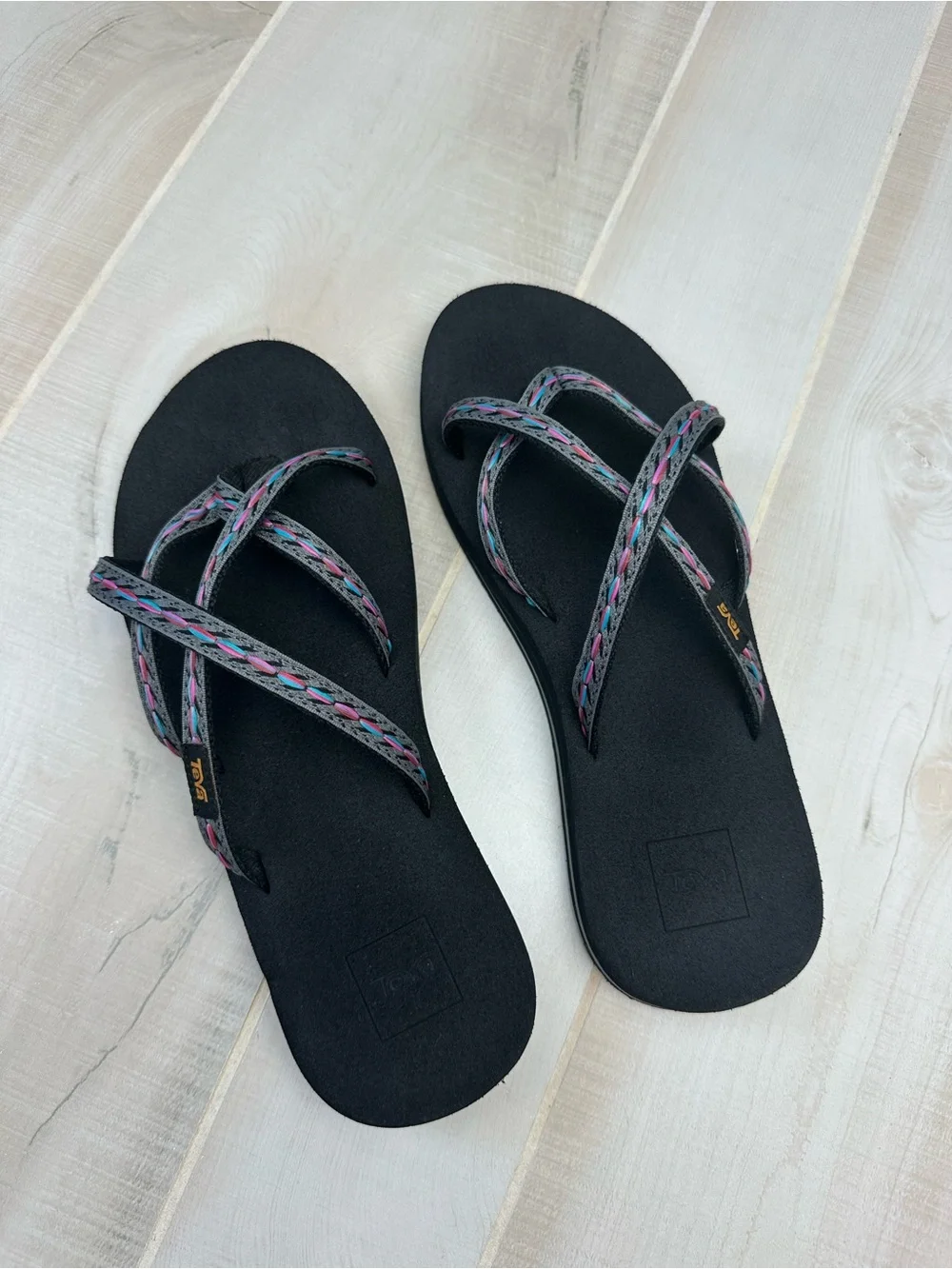 Teva Women's Olowahu Black Strappy Sandals with Multicolor Accents